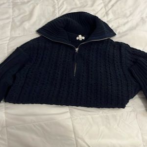 XS  navy blue quarter zip sweater